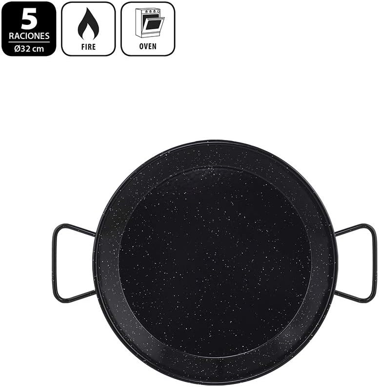 Metaltex - Paellabehälter aus emailliertem Stahl, 5 Portionen, 32 cm Emaille 5 Raciones, Emaille 5 R