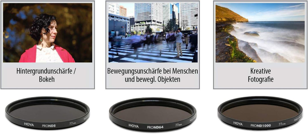 Hoya PRO ND KIT (8/64/1000) 58mm, Praktisches Set mit 3 verschiedenen Hoya PRP ND Filter zur Lichtre