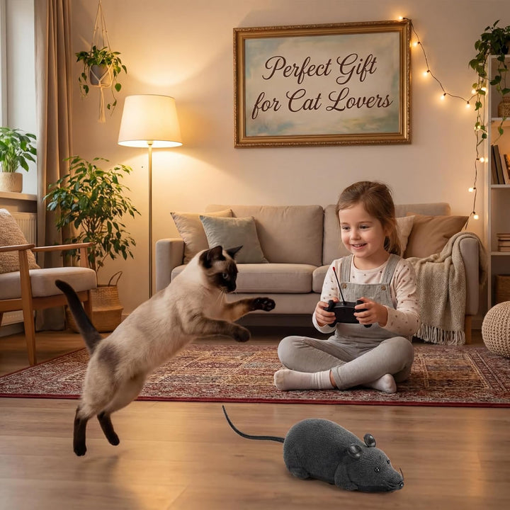 Katzenspielzeug Maus Elektrisch, Elektrisches Katzenspielzeug, Ferngesteuerte Maus für Katzen, Reali