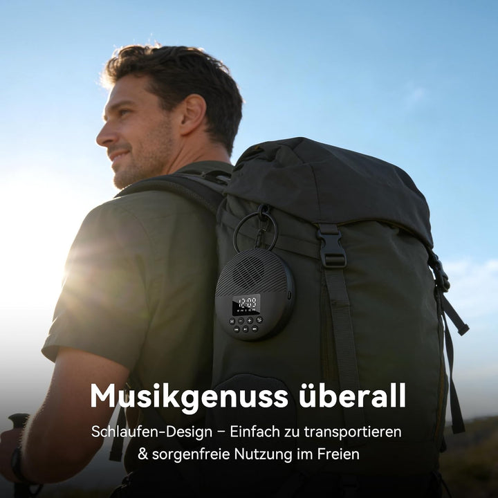 AGPTEK Bluetooth Lautsprecher Tragbare Mini Musikbox Bluetooth 5.4 mit LED Anzeige, FM-Radio & Wecke