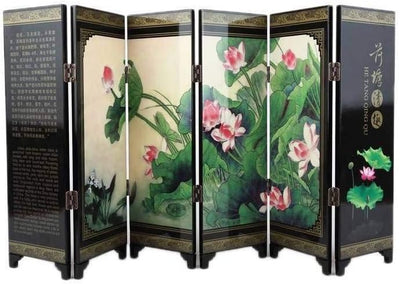 lachineuse Paravent Miniatur-Paravent, asiatische Dekoration Lotusrot, Lotusrot
