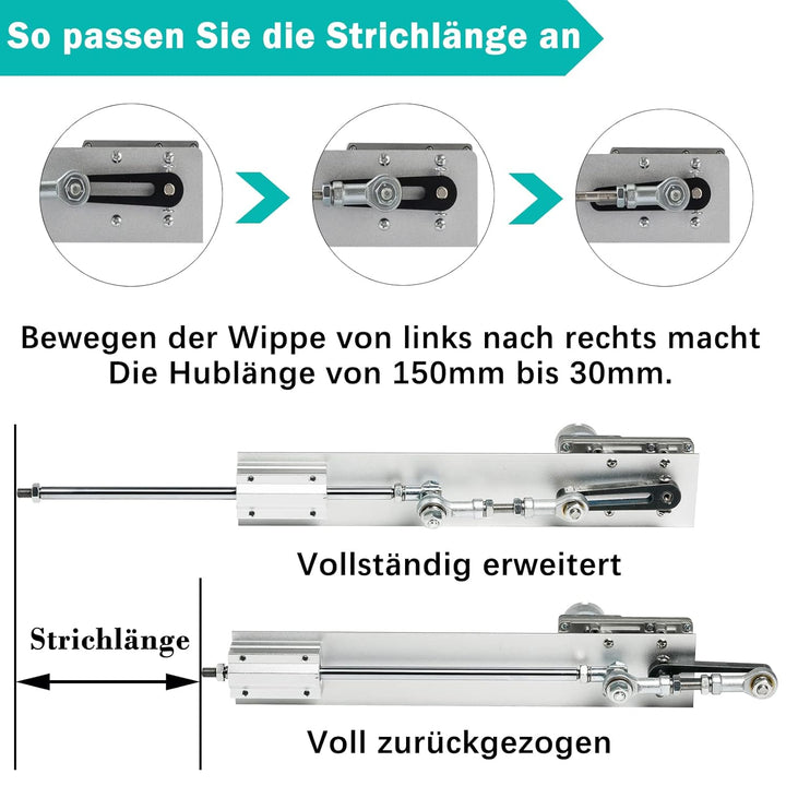 Hubkolbenmotor DC 24V Linearaktuator DIY Motor 3-15cm Hub 120rpm mit Drehzahlregler und Ende Verbind