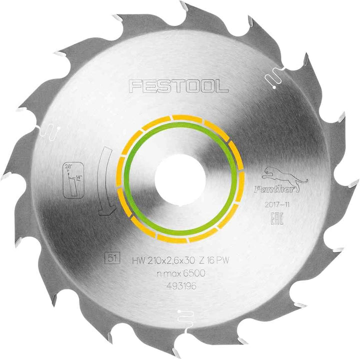 Festool Kreissägeblatt HW 210x2,6x30 PW16 WOOD RIP CUT, 210x2,6x30 PW16