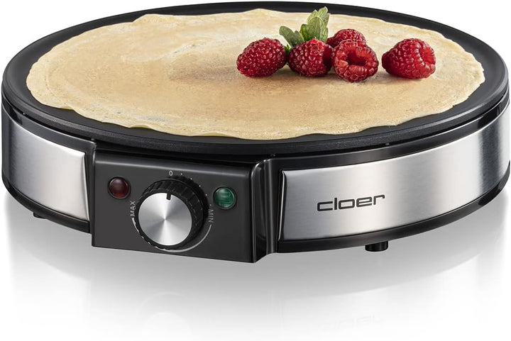 Cloer 6630 Crêpes-Maker, für süsse oder herzhafte Crepes mit 30 cm Ø, 1200 W, Antihaftbeschichtung,
