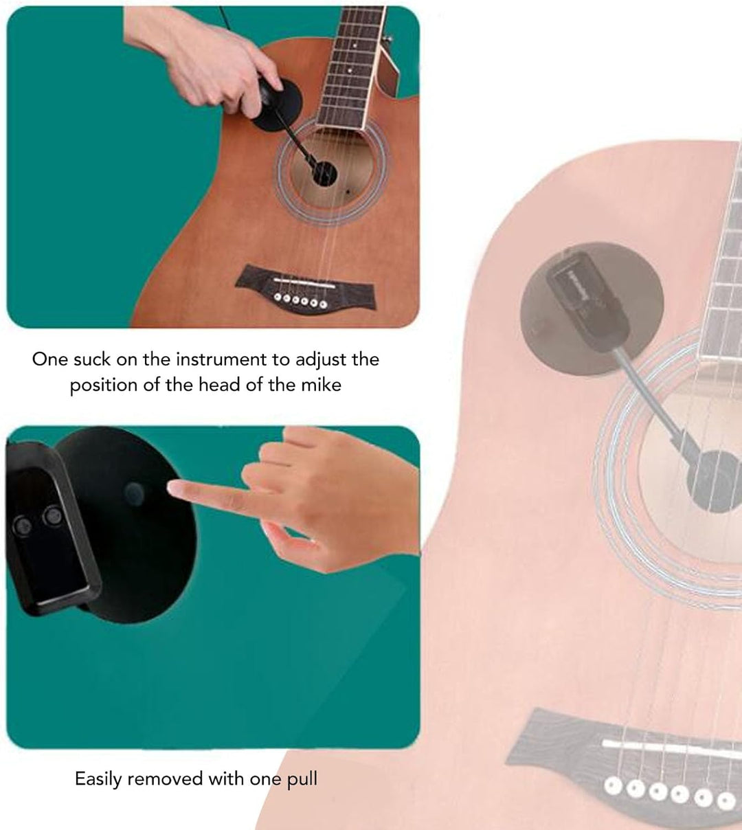 Kabelloses Flötenmikrofon, 360° Drehbarer Tonabnehmer für Saxophon, Gitarre, Violinaufführungen, Akk