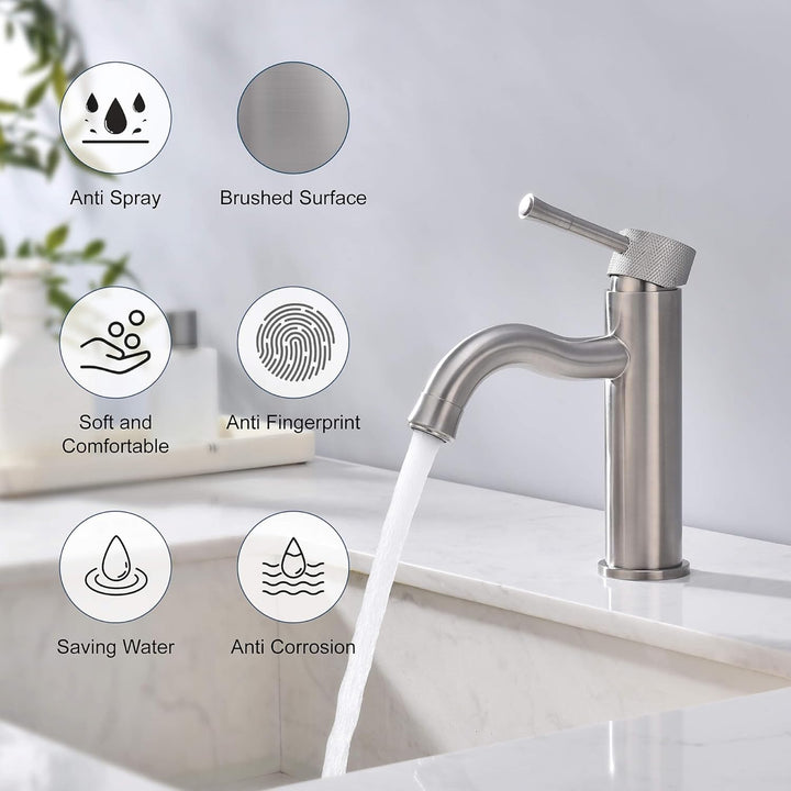 Armatur Badezimmer aus Gebürstetes Nickel mit Verlängerung,Strahlregler,Waschtisch Waschtisch,Wasser