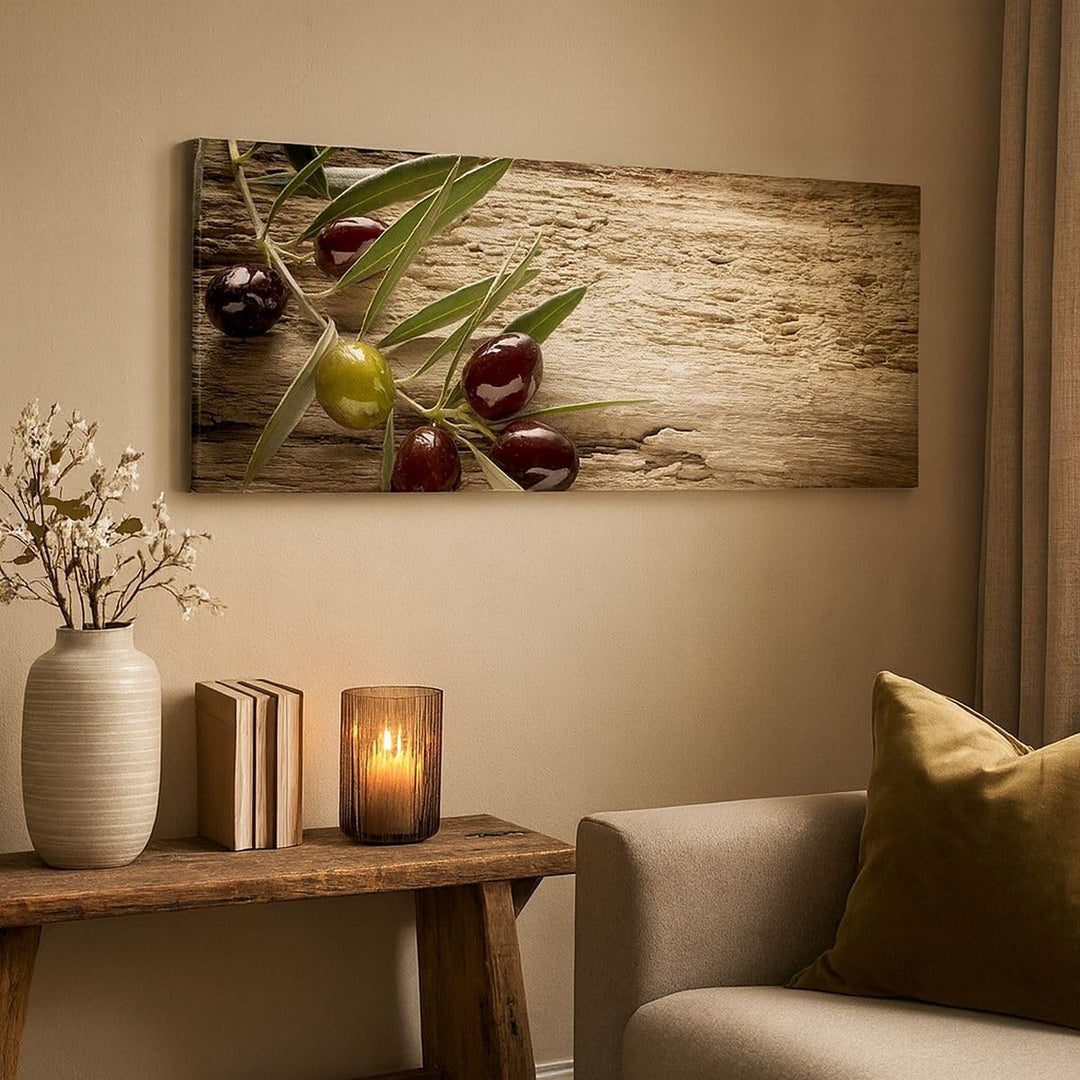 Wandbilder Dekoration Wohnzimmer Oliv italien aroma diät Panorama Bilder auf Leinwand 120x50cm Leinw