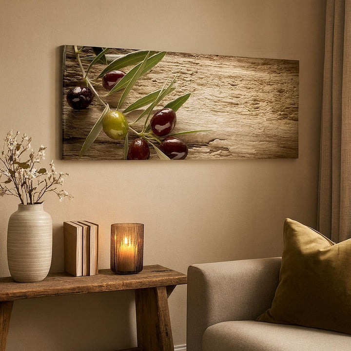 Wandbilder Dekoration Wohnzimmer Oliv italien aroma diät Panorama Bilder auf Leinwand 120x50cm Leinw