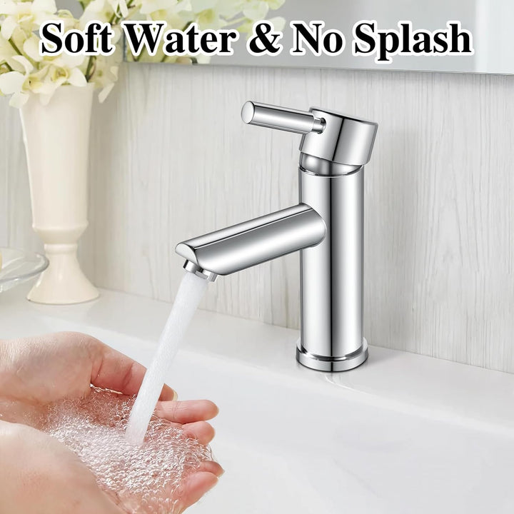 kisimixer Wasserhahn Bad, 304 Edelstahl Waschtischarmatur Mischbatterie Waschbecken Armaturen, Einhe