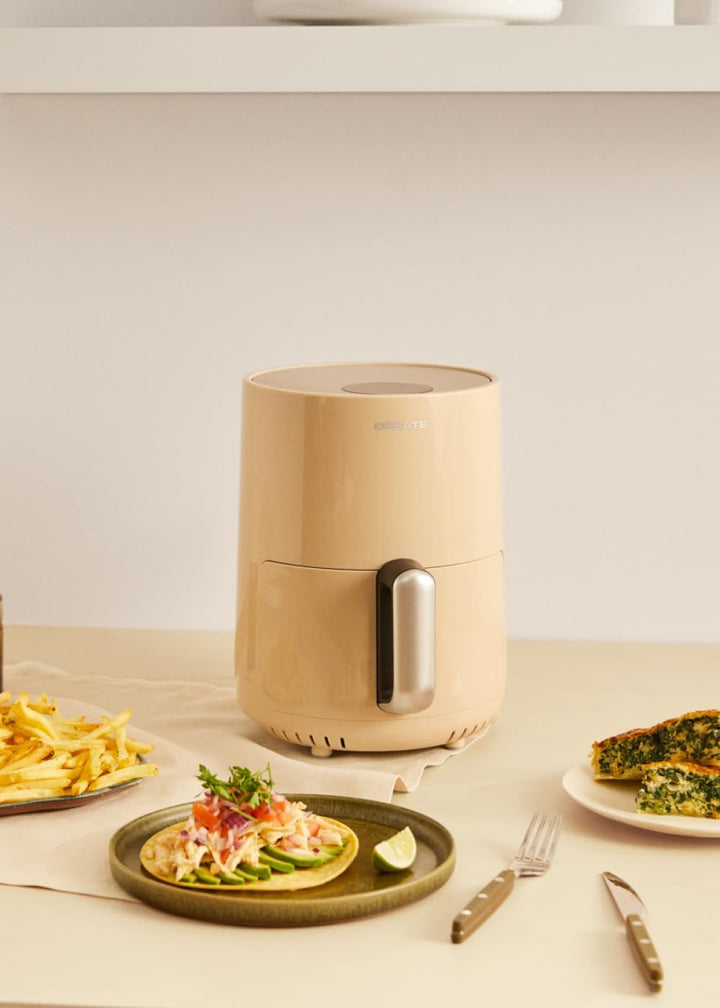 CREATE/FRYER AIR/Heissluftfritteuse 1.5L Sand/Antihaft-Korb, automatische Abschaltung, BPA-frei, pro
