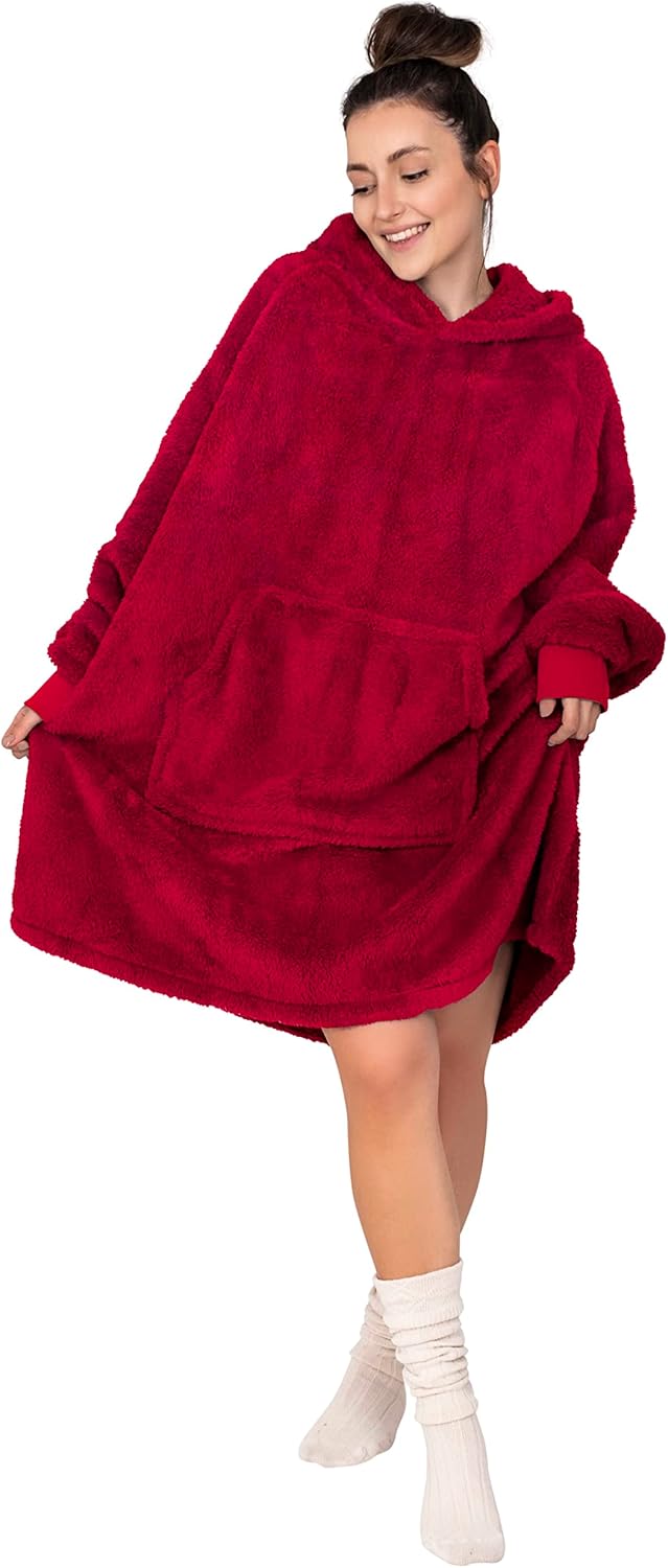 Gräfenstayn® Flauschige Sherpa Hoodie Decke mit Ärmeln & Kapuze - Öko-tex Standard 100 - tragbare Ku