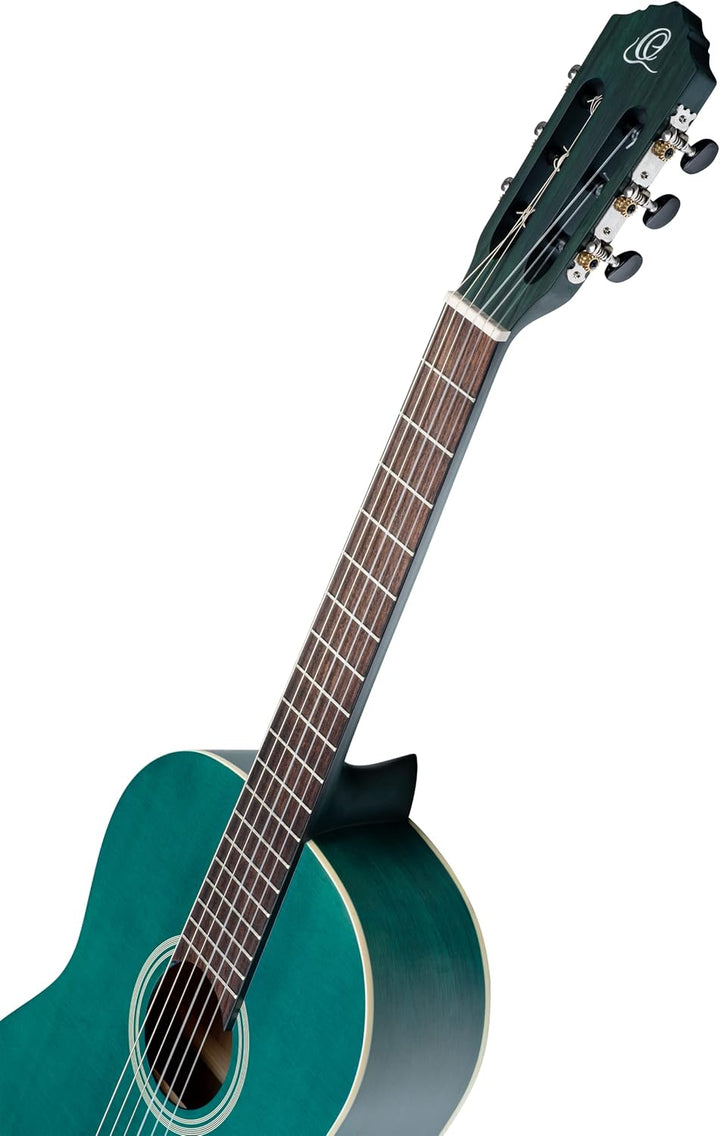 Ortega Guitars blaue Konzertgitarre Full-Size - Student Series - Catalpakorpus mit Fichtendecke (RST