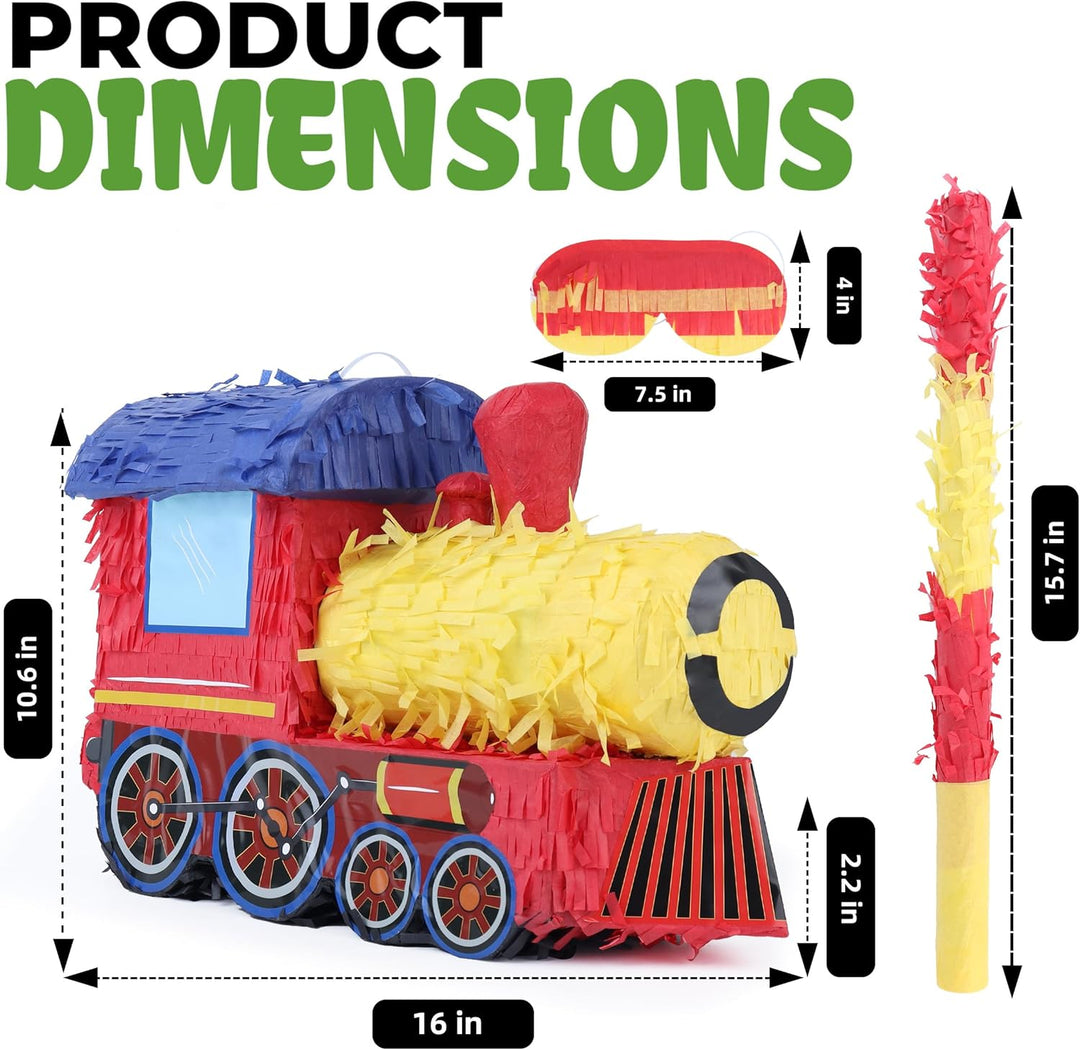 3D Zug Pinata Bundle mit einer Augenbinde und Fledermaus (42 x28 x17 cm), Pinata für Jungen Geburtst