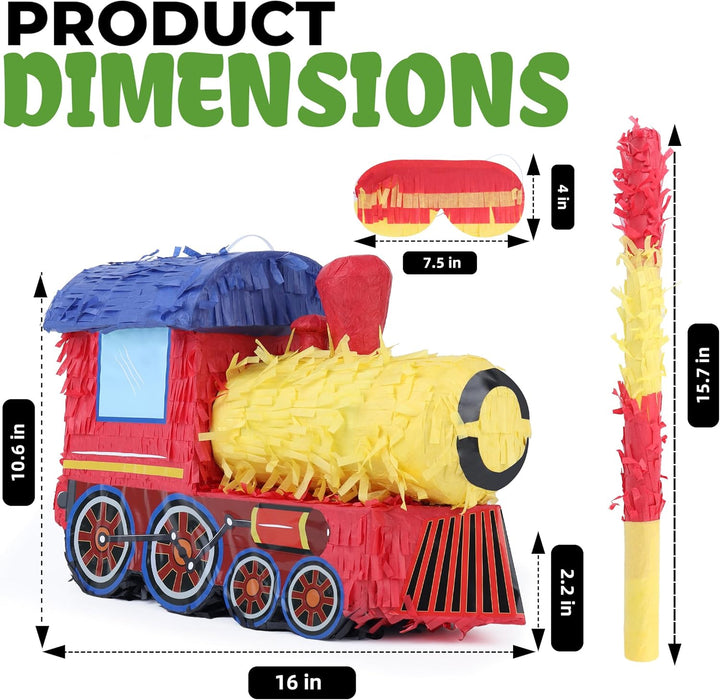 3D Zug Pinata Bundle mit einer Augenbinde und Fledermaus (42 x28 x17 cm), Pinata für Jungen Geburtst