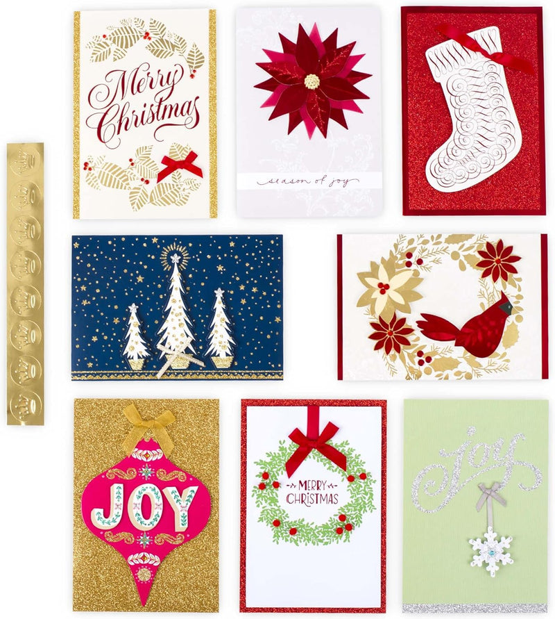 Hallmark Weihnachtskarten-Set (24 Stück, handgefertigte Weihnachtskarten mit Umschlägen), Handgefert