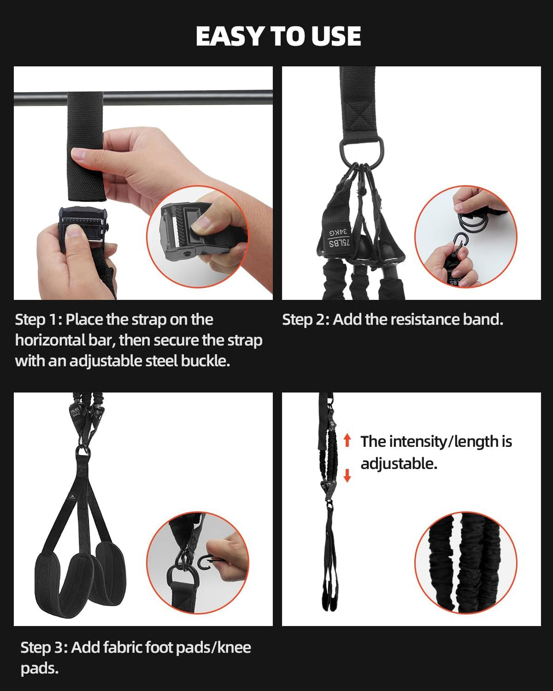 Abahub Klimmzugband Set Klimmzughilfe Widerstandsbänder Pull UP Band für Klimmzüge, Training zu Haus