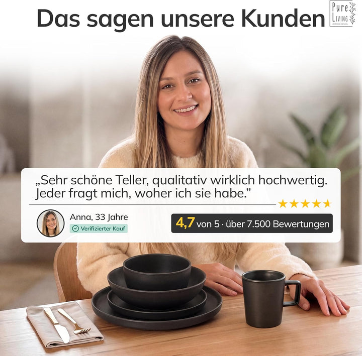 Steingut Suppenteller 6 Pers. Manhattan Hochwertiges Urban Style TEST SEHR GUT Tiefe Teller Set- Kra