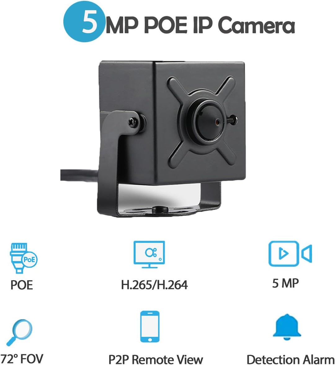 5MP POE Mini Audio IP Kamera, 3.7mm Objektiv HD Small Indoor Built in Microphone Sicherheitskamera,