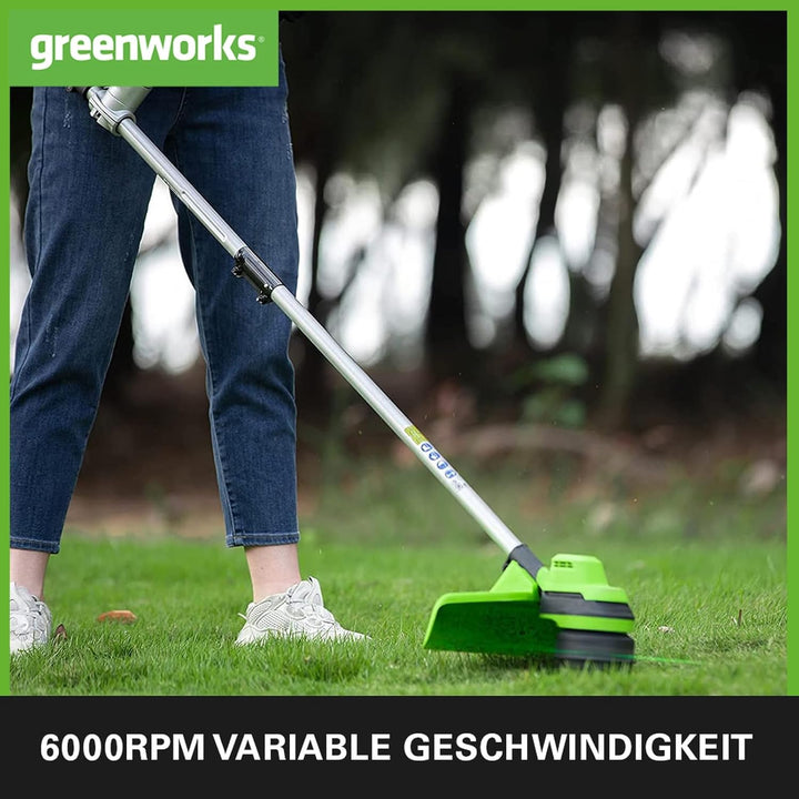 Greenworks GD24X2BCB Akku Freischneider mit bürstenlosem Motor, Geschirr, Motorradgriff, 38 cm Schni