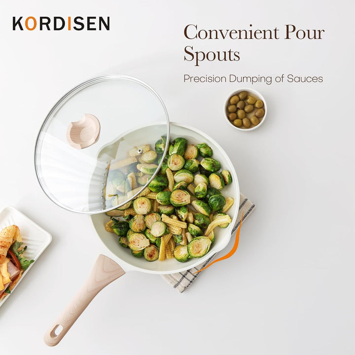 Kordisen 24 cm Keramik Bratpfanne mit Deckel, Antihaft Keramik Pfanne Induktion, Gesund und Ungiftig