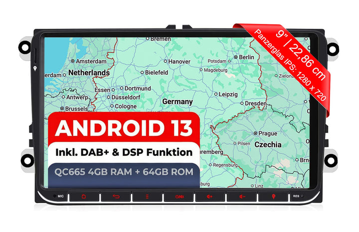 M.I.C. AV9V2 Android 13 Autoradio mit Navigation: Snapdragon 665, 4GB+64GB, 9 Zoll IPS Display, SIM,