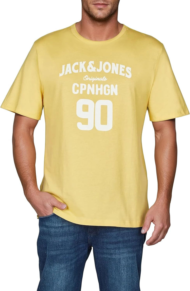 JACK & JONES JJLINO T-Shirt 4er Pack Rundhals Kurzarm Shirt Regular Fit Print Sommer 100% Baumwolle