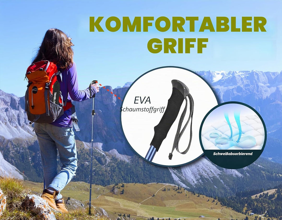 TREKOLOGY TREKZ SE Ultra-Leicht Trekkingstöcke/Wanderstöcke Faltbar - Nordic Walking Stöcke Für Dame
