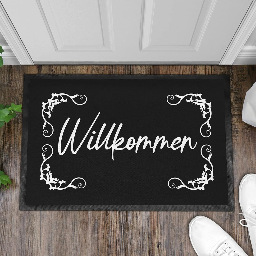 Trendation - Willkommen Fussmatte Grafik Schmutzfangmatte Geschenk Aussen Innenbereich 60x40 cm Wasc