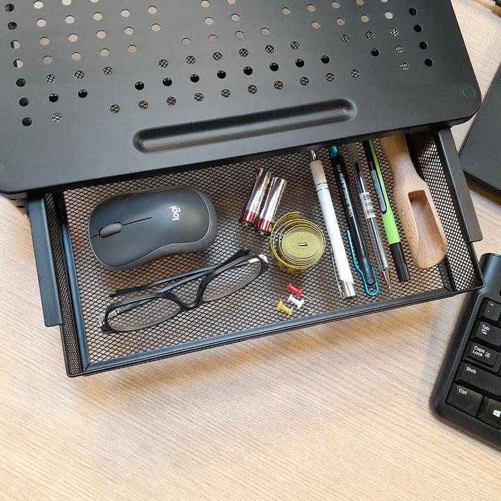 Maclean MC-947 Ergonomischer Monitor-/Laptop-Ständer mit Schublade, 13-32 Zoll Bildschirmgrösse, Höh