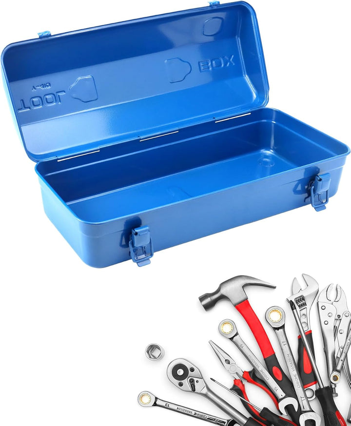QWORK® 41cm werkzeugkiste metall, Tragbare Werkzeugaufbewahrungsbox, Mit Feststellschnalle