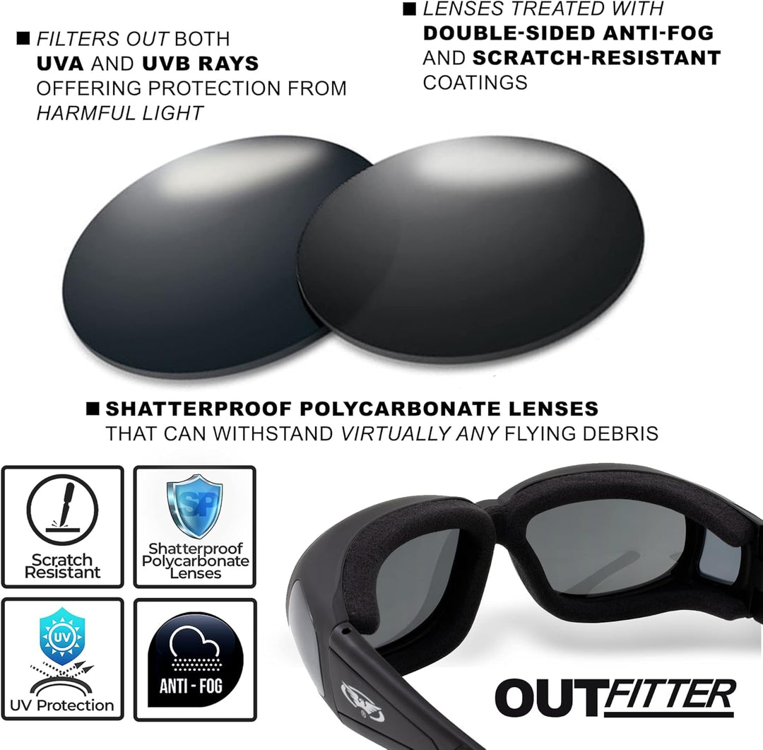 Global Vision austatter Motorrad Brille Black Frame/Smoke Lens, Black Frame/Smoke Lens