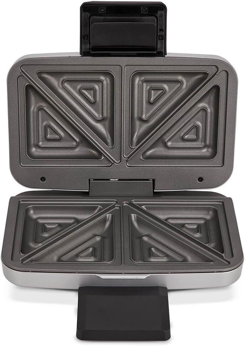 Cloer 6259 Sandwichmaker, 900 W für 2 diagonal geteilte Toasts, American Toasts, XXL Füllungen Silbe