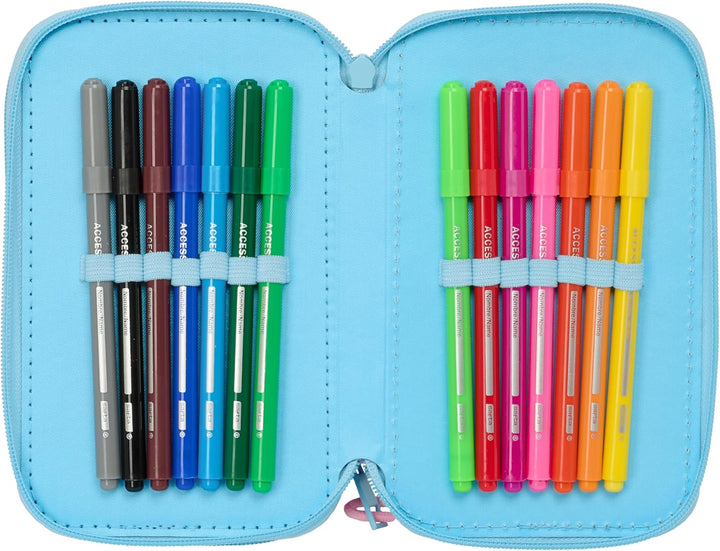 STITCH HAPPY Schulmäppchen mit 37 nützlichen Utensilien, Federmäppchen für Kinder, ideal für Kinder