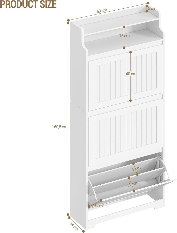 Hzuaneri Schuhschrank, Schuhregal Schuhkipper Schmal, Schuhkommode, Verstellbar, Schuhaufbewahrung f