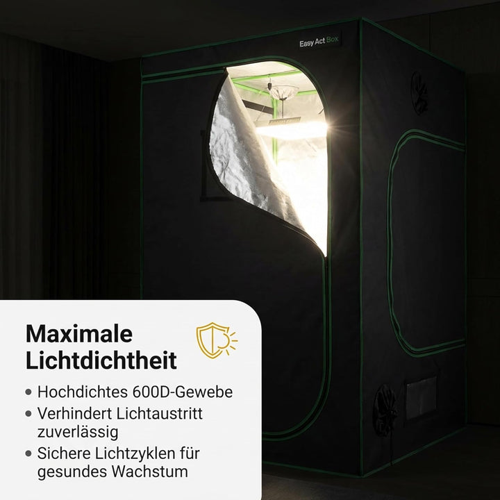 Easy Act Dark Box Growzelt 150x150x220 cm, lichtdichte Indoor-Growbox mit stabilem Gestänge und hoch
