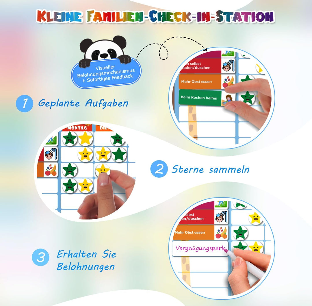GutSache Belohnungstafel für Kinder[100 Aufgaben, 360 Magnete], Montessori Wochenplaner Kinder, Abwi