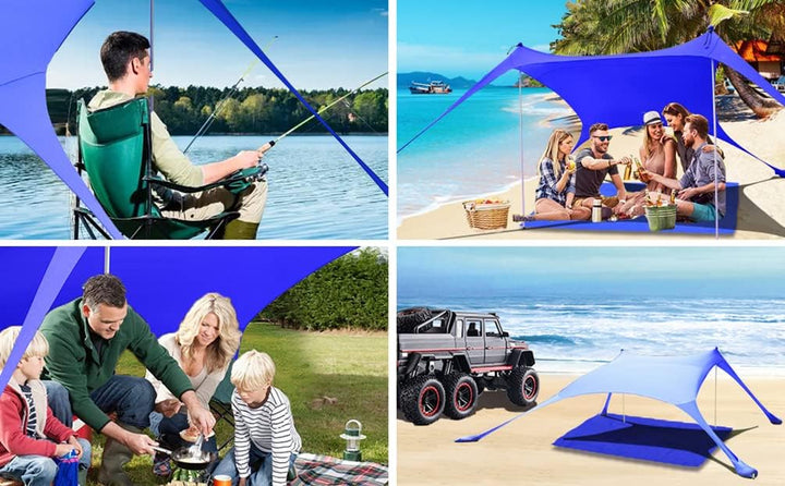 Cuupo Strandzelt, Pop-Up, 2x2.1 m, LSF 50, Lycra, Sonnenschutz, für den Aussenbereich, Anti-Wind, So