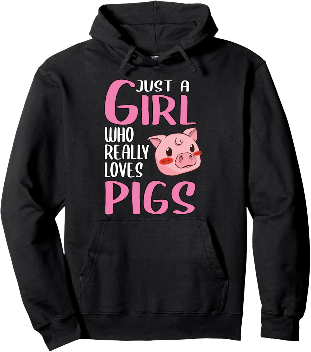 Damen Just A Girl Geschenk Schweine und Pizza Pullover Hoodie