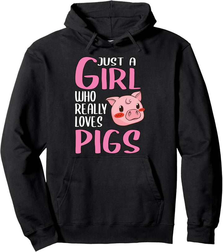 Damen Just A Girl Geschenk Schweine und Pizza Pullover Hoodie