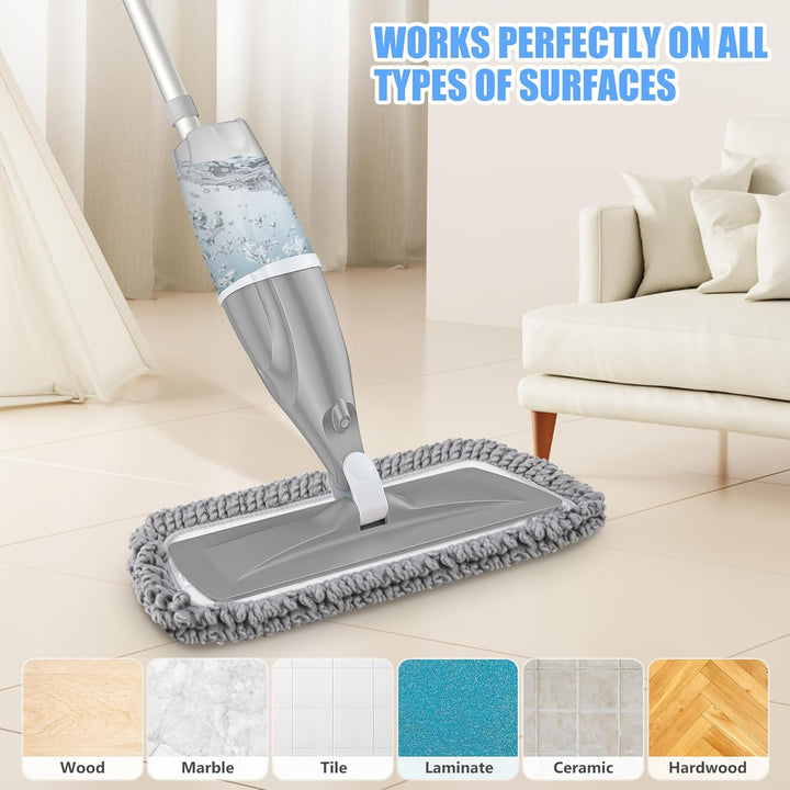 Wischmopp mit Sprühfunktion – EXEGO Bodenwischer mit Sprühmopp Spray Mop Floor Mop mit 3X Wischpads