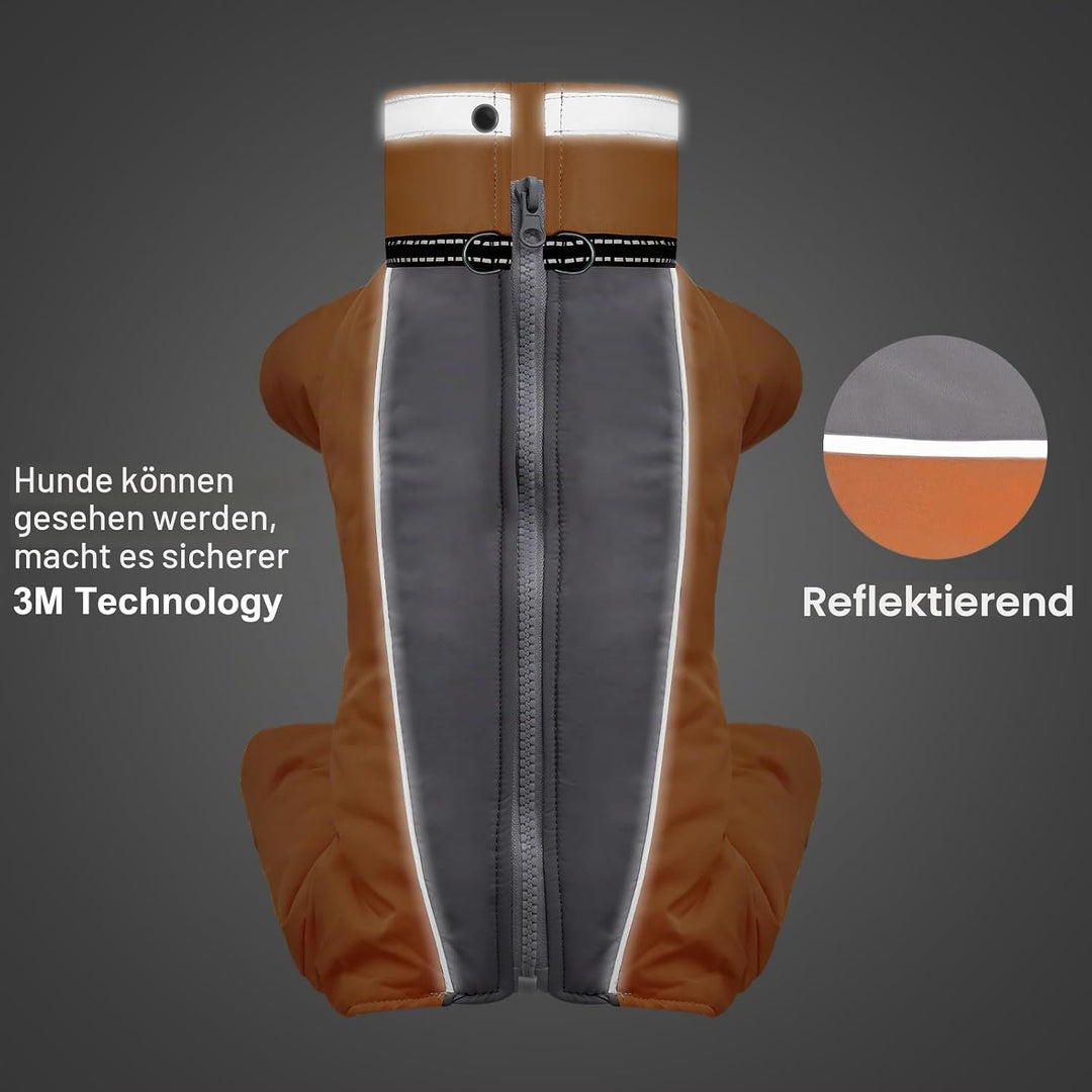 Hundejacke Hundemantel Wasserdicht Fleece gefüttert Warme Winterjacke Hunde Bekleidung für Winter He