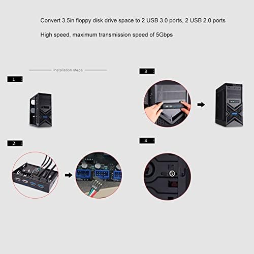 ASHATA Front Panel USB 3.0 Hub 4 Ports, 3,5 Zoll Interner USB Hub mit USB3.0 USB2.0, PC Interner Com
