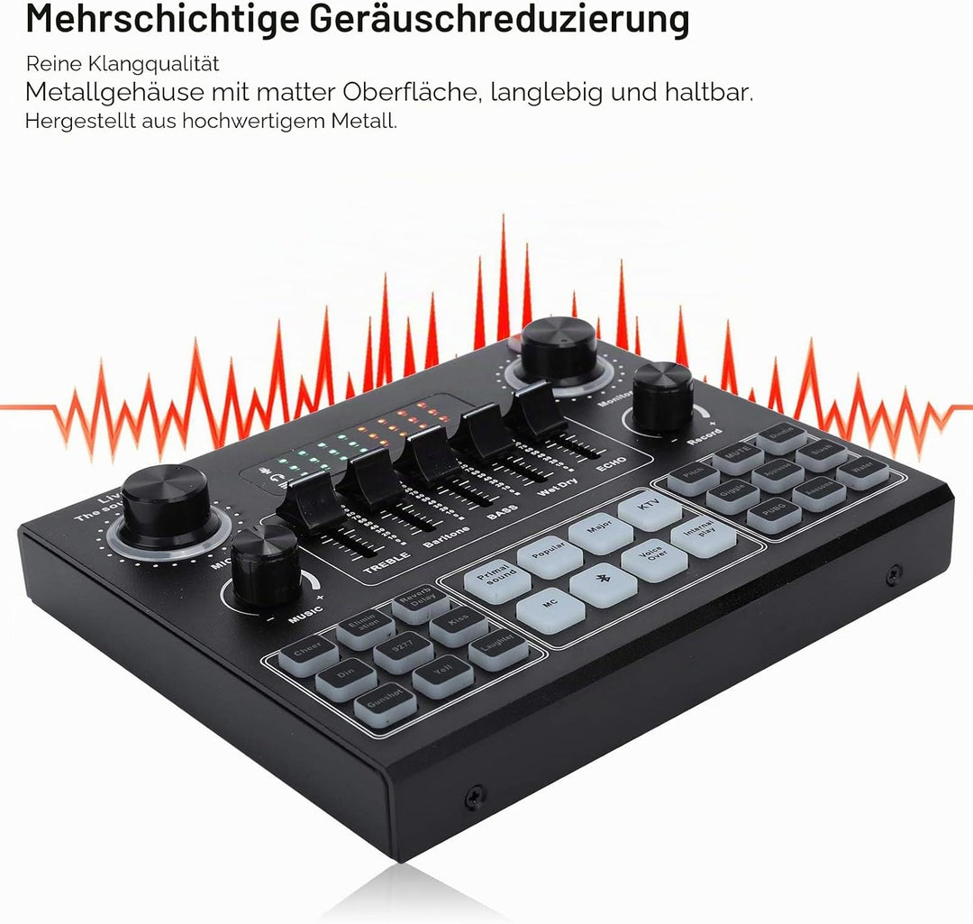 V9 Bluetooth Soundkarte, Stereo Audio Mixer, Externe Sound Mixer, Universal Broadcast Voice Changer,