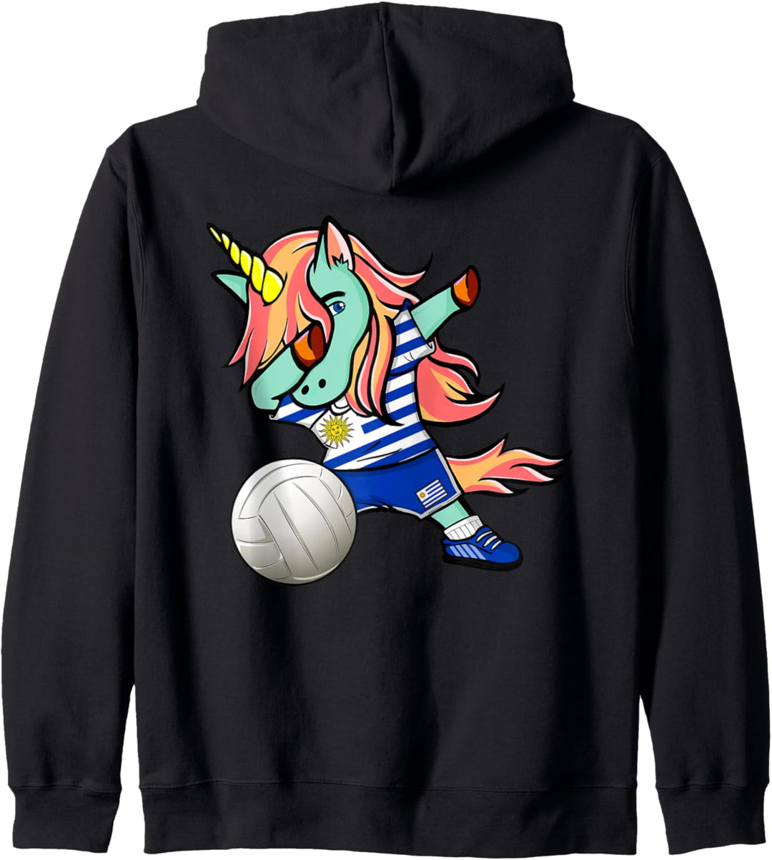 Dabbing Einhorn Uruguay Volleyball Uruguayische Flagge Sport Kapuzenjacke