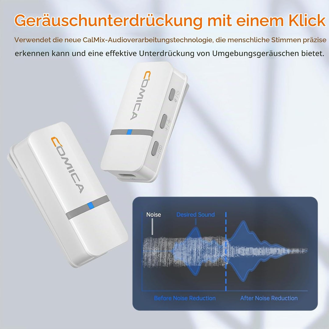comica Vimo Q Lavalier Wireless Mikrofon mit 4 Sendern und 1 Receiver, 48kHz/24bit Audioqualität, Ge