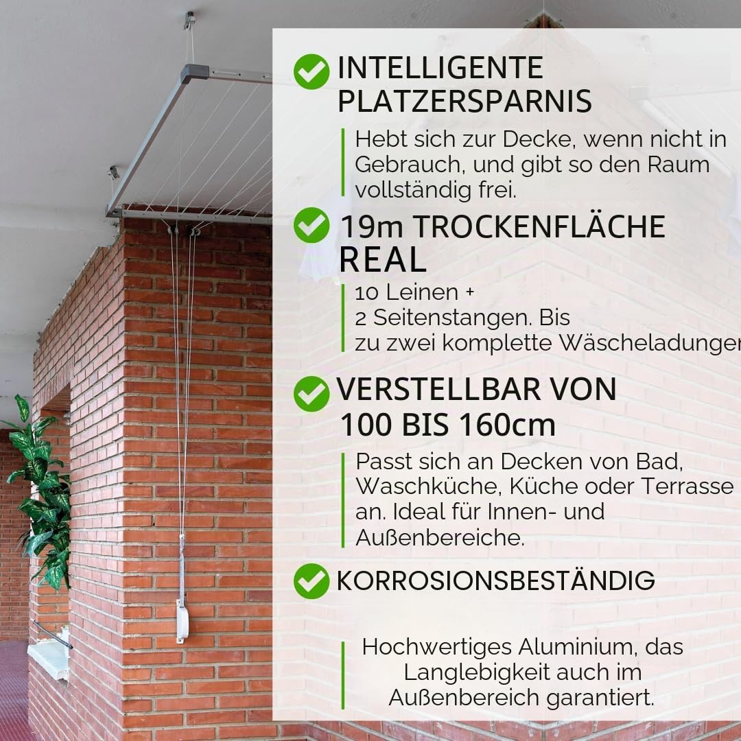 Tz Wäschegestell zur Deckenbefestigung, Aluminium