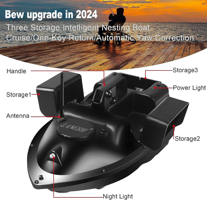 LANGSHI Angelköder-Boot RC Boot 500M Entfernung GPS Köder-Boot GPS Postion Auto Cruise Fernbedienung