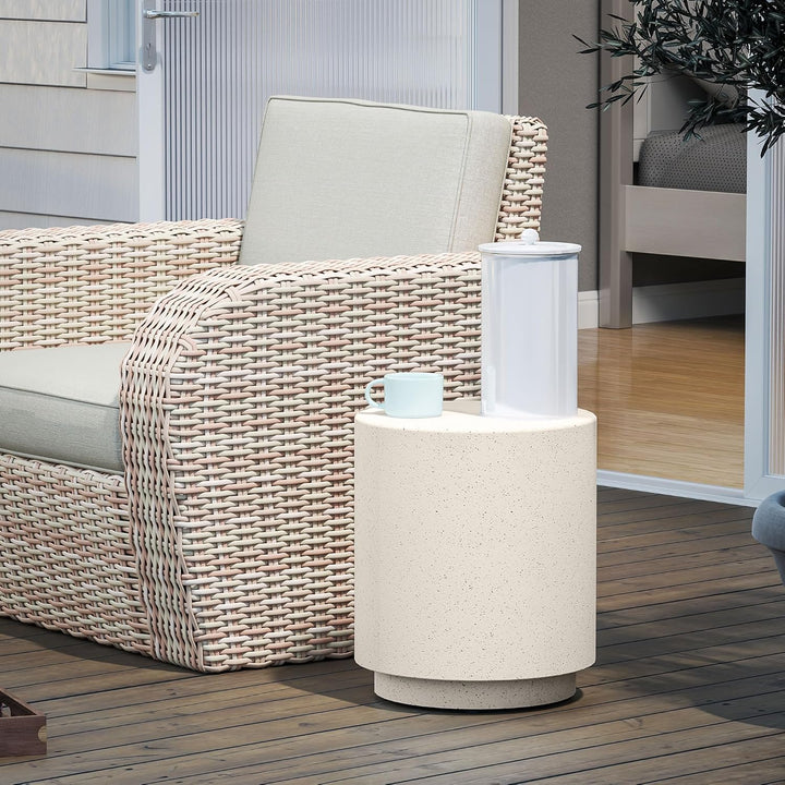 HOMCOM Beistelltisch Rund Nachttisch mit Beton-Optik, Couchtisch mit Fussstützen Wohnzimmertisch Sof