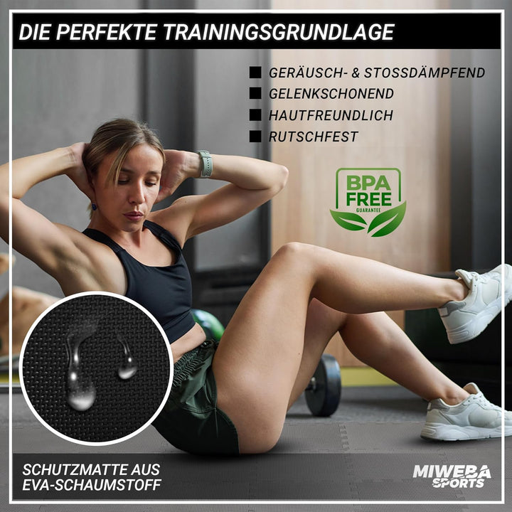 Miweba Sports Bodenschutzmatte BS50 | 8-teilig 1,7 m² - Yogamatte Gymnastikmatte Puzzlematte Fitness