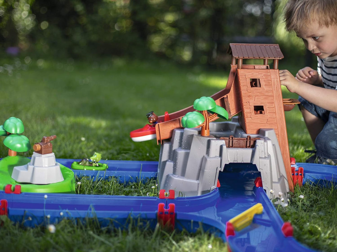 BIG Spielwarenfabrik 8700001647 AquaPlay - AdventureLand - Wasserbahn mit Berg, Turm und Stausee, Sp